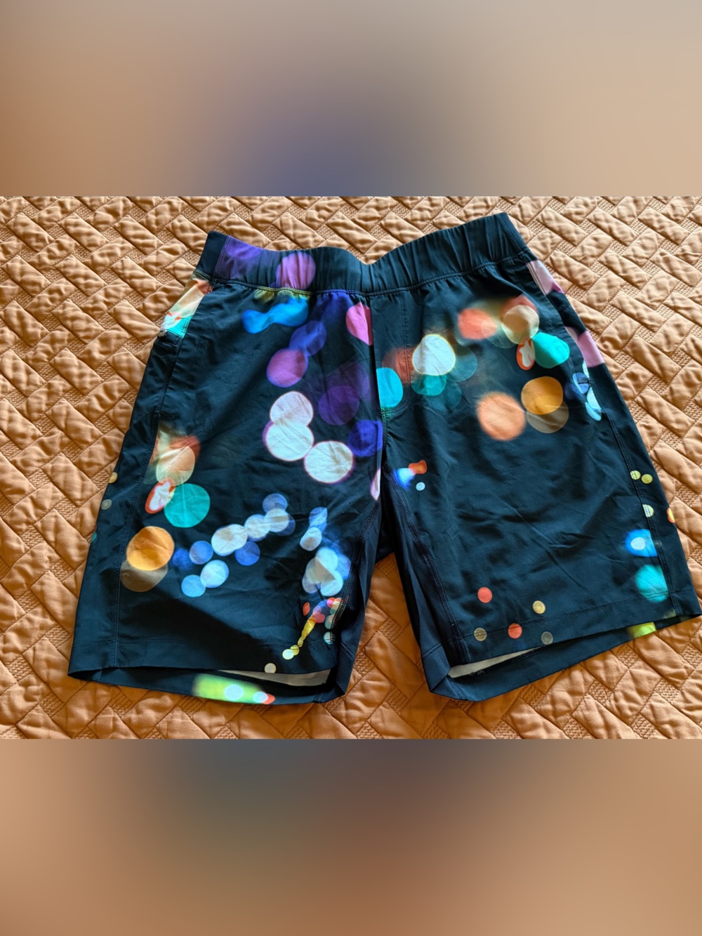 lululemon athletica Black Shorts with Multicolor Bokeh Print
